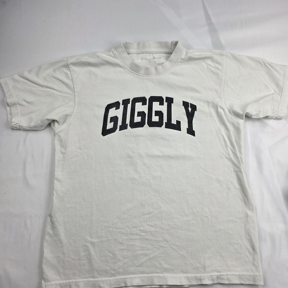 Giggly Squad Shirt Mens Medium White Giggly Logo Podcast Graphic Tee Humor